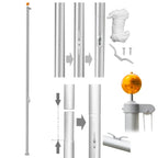 25FT Telescopic Aluminium Flagpole – Outdoor Retractable Splicing Pole with Rotating Rings & Ground Mount