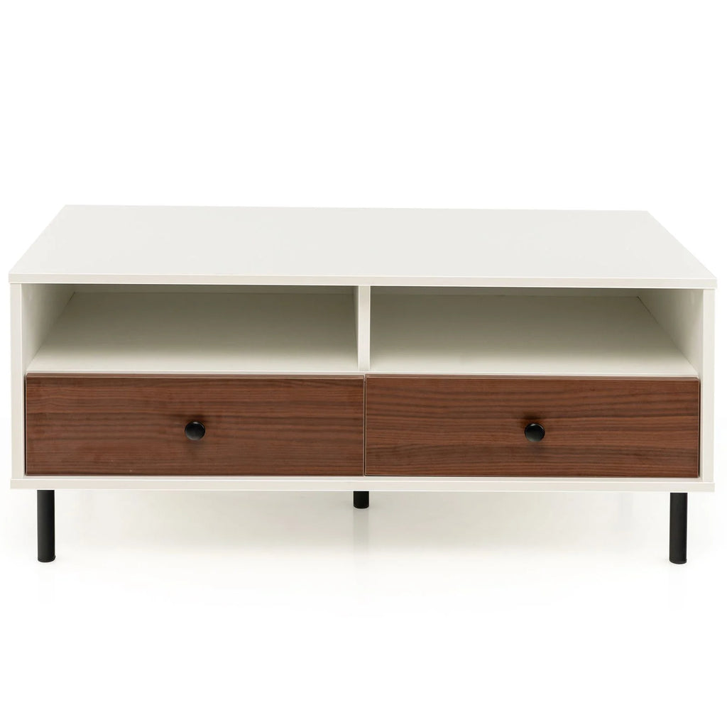Rectangle Sofa Tea Table with Sturdy Metal Legs for Home Office