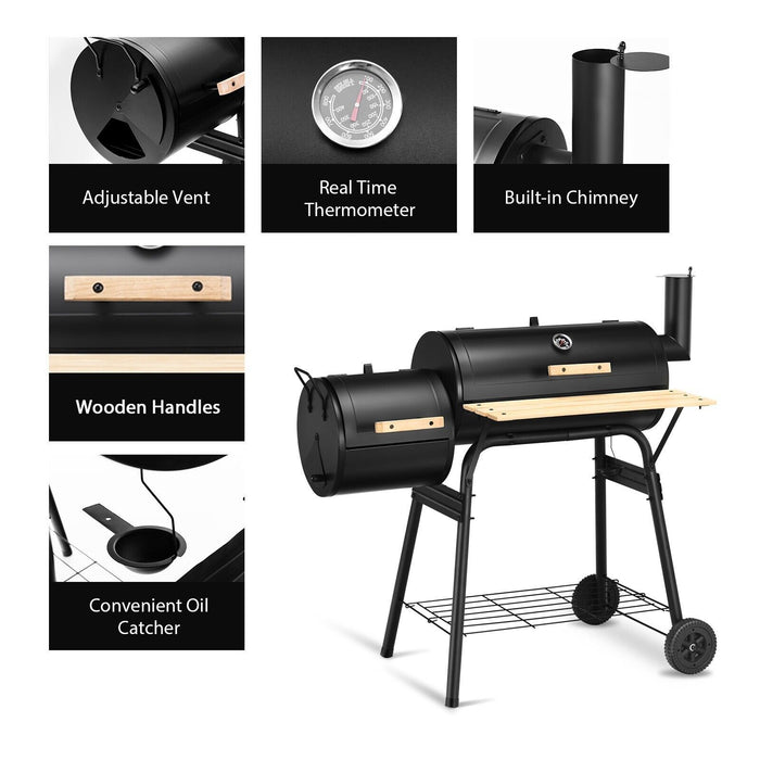 Outdoor Charcoal BBQ Grill & Smoker