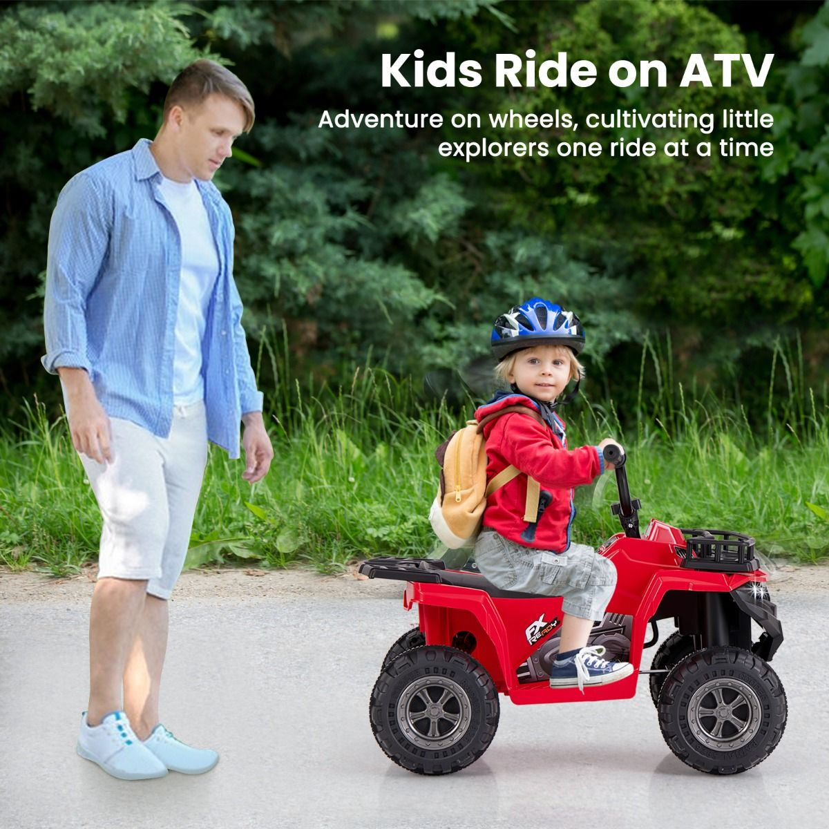 6V Kids Quad Ride-On – One-Button Start ATV with Tread Tires & MP3 Player