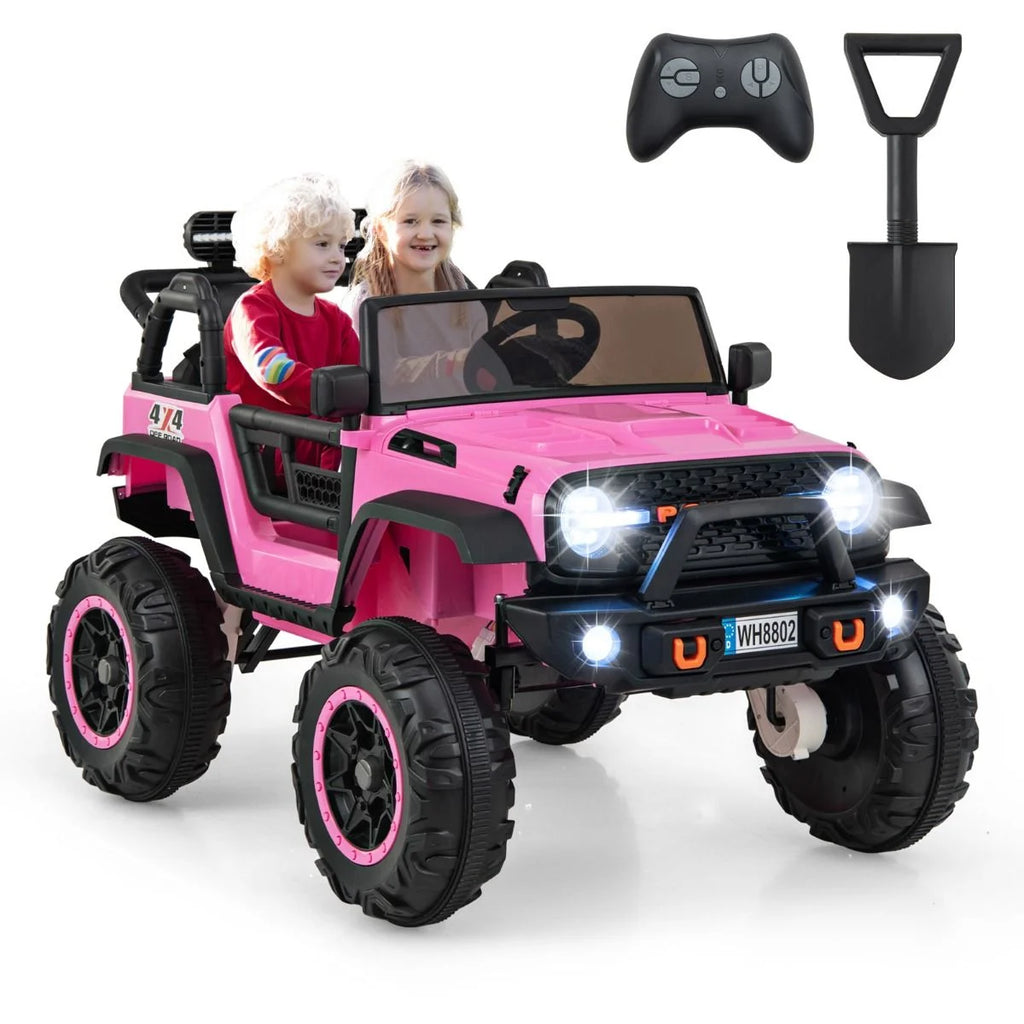 SEDOL 2-Seater 24V Kids Ride-On Truck with 4-Motor 4WD System Parental Remote Control 3-Point Safety Harness and Bonus Digging Shovel – 50kg Capacity