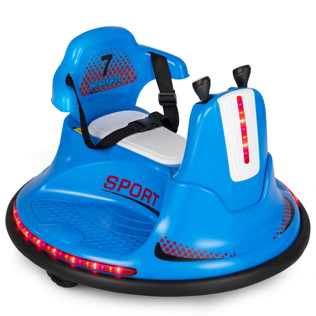 SEDOL 12V High-Performance Kids Bumper Car with 360° Zero-Turn Dual Joysticks Parental Remote Control LED Surround Lighting and Integrated USB/Story Hub