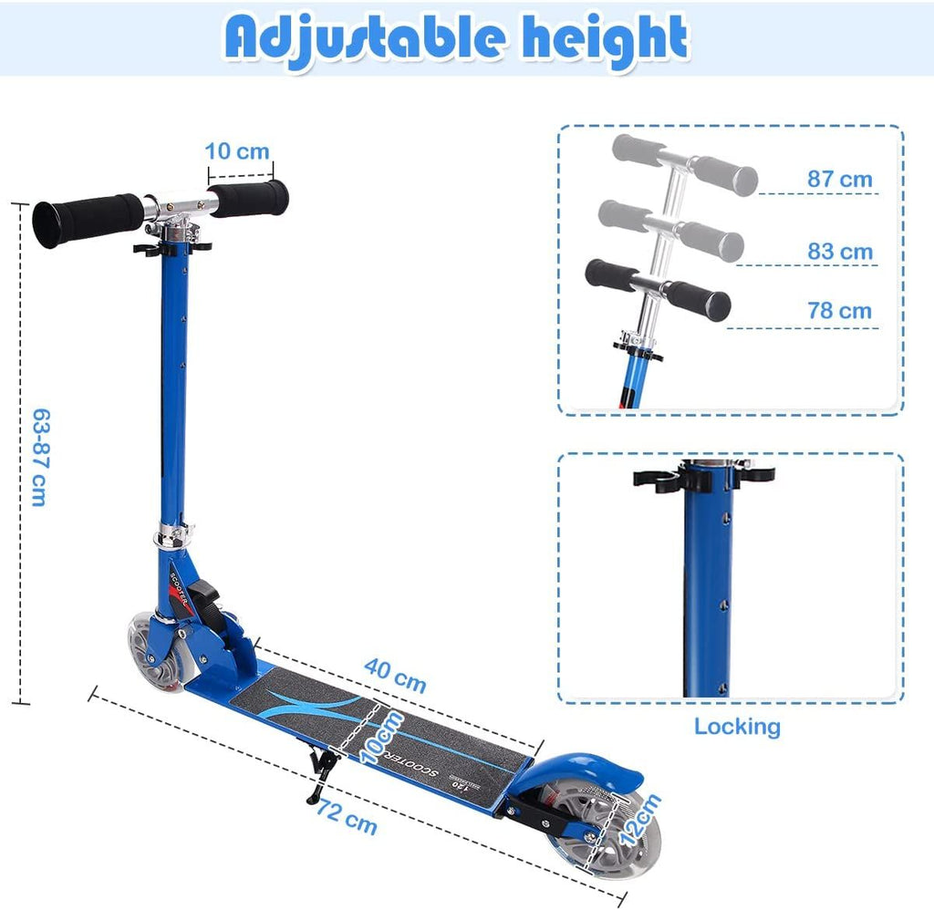 Aluminium Folding Stunt Scooter with LED Wheels – Kids T-Bar Kick Scooter