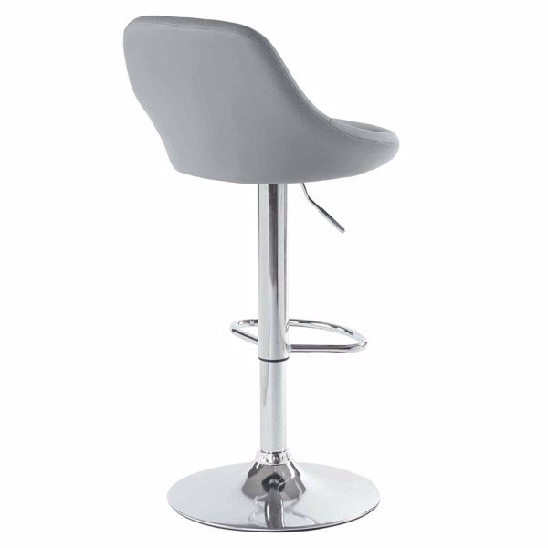Adjustable PU Leather Counter & Bar Stool Set of 2 – Swivel 360°, Gas‑lift Height, Backrest, Foot‑rest – Grey