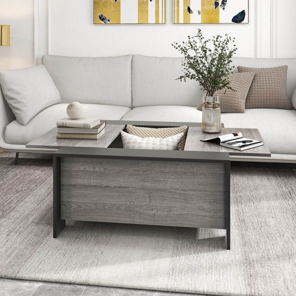 92Cm Square Coffee Table with Sliding Top and Hidden Compartment