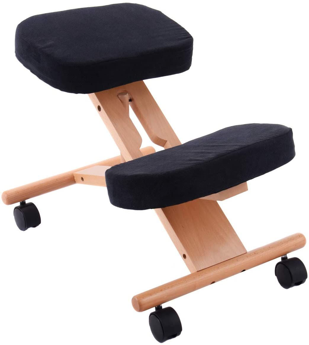 Wood Posture Stool with Angle and Height Adjustable for Gaming Computer Work