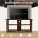 3-Tier Rustic TV Stand with Open Shelves and Cable Management