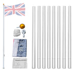 25FT Telescopic Aluminium Flagpole – Outdoor Retractable Splicing Pole with Rotating Rings & Ground Mount