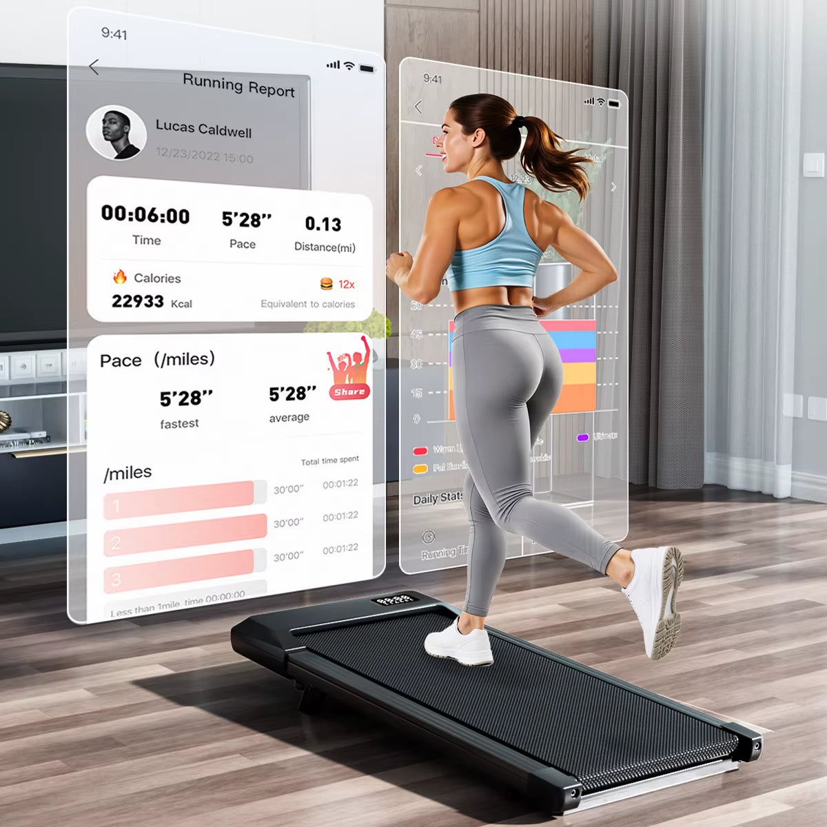 SEDOL Foldable Under Desk Treadmill Walking Pad 2.5HP Quiet Motor, 6% Incline, 300lbs Capacity, LED Display, Remote Control Portable Walkingpad