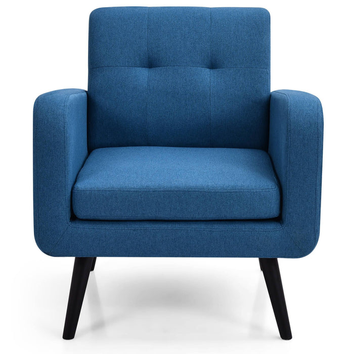 Mid-Century Modern Upholstered Accent Chair with Rubber Wood Legs