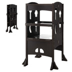 SEDOL Folding Montessori Learning Tower for Toddlers Space-Saving Height Adjustable Kitchen Helper Stool with Safety Latches and Full-Surround Guardrails