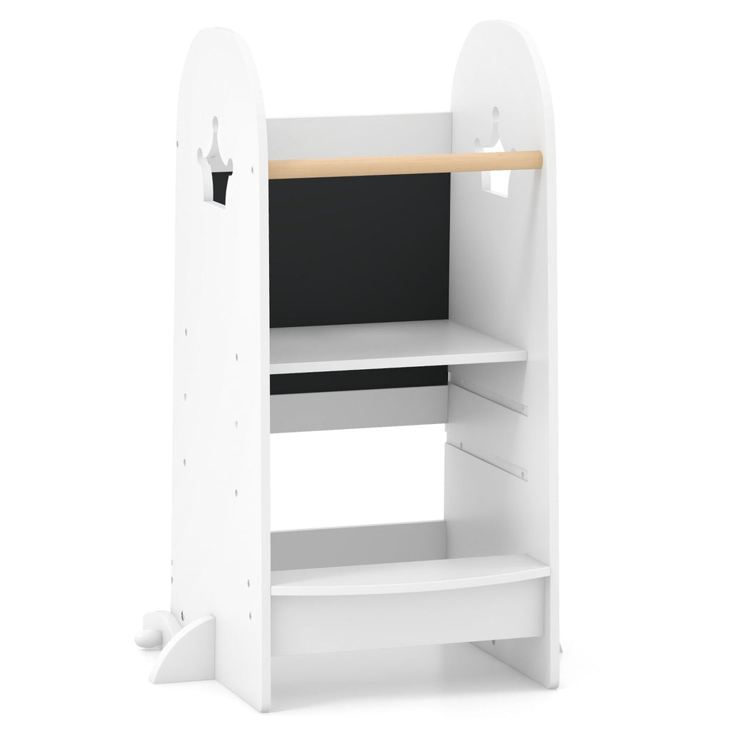 SEDOL 3-in-1 Montessori Learning Tower & Double-Sided Art Easel 3-Level Adjustable Kitchen Helper Stool with A-Frame Anti-Tip Safety Rail and Pine Wood Guards – 90kg Capacity
