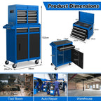 High-Capacity Rolling Tool Cabinet – Lockable Wheels, Metal 2‑in‑1 Chest & Base