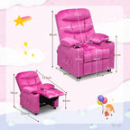 SEDOL Deluxe Larger Kids Recliner Armchair with Dual Cup Holders and Storage Pockets Premium Velvet Children’s Lounge Chair with 130° Adjustable Backrest & Pine Wood Frame