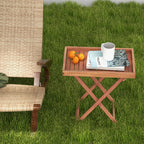 Wooden Side Table with Slatted Tabletop and Sturdy X-Shaped Frame