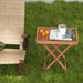 Wooden Side Table with Slatted Tabletop and Sturdy X-Shaped Frame