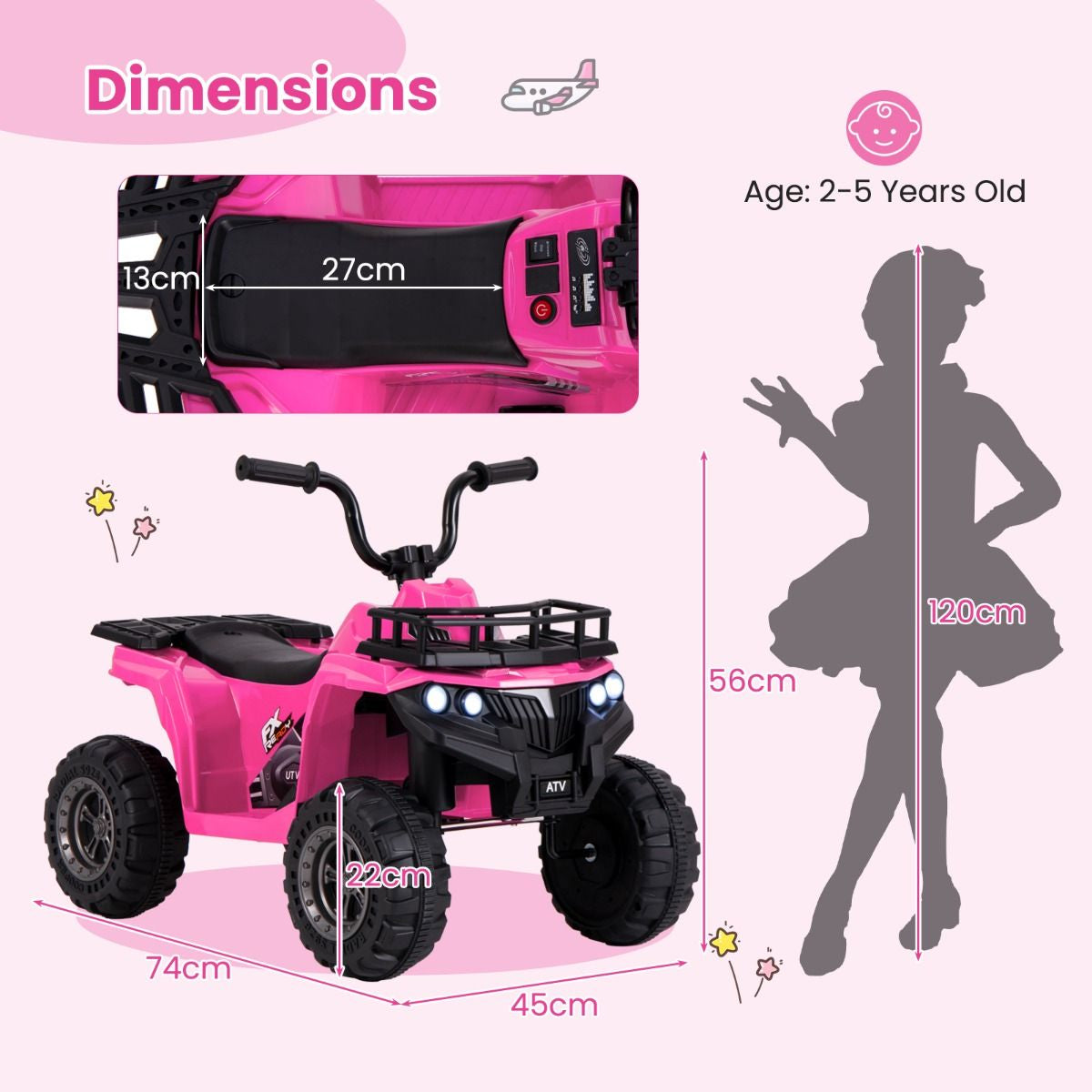 6V Kids Quad Ride-On – One-Button Start ATV with Tread Tires & MP3 Player