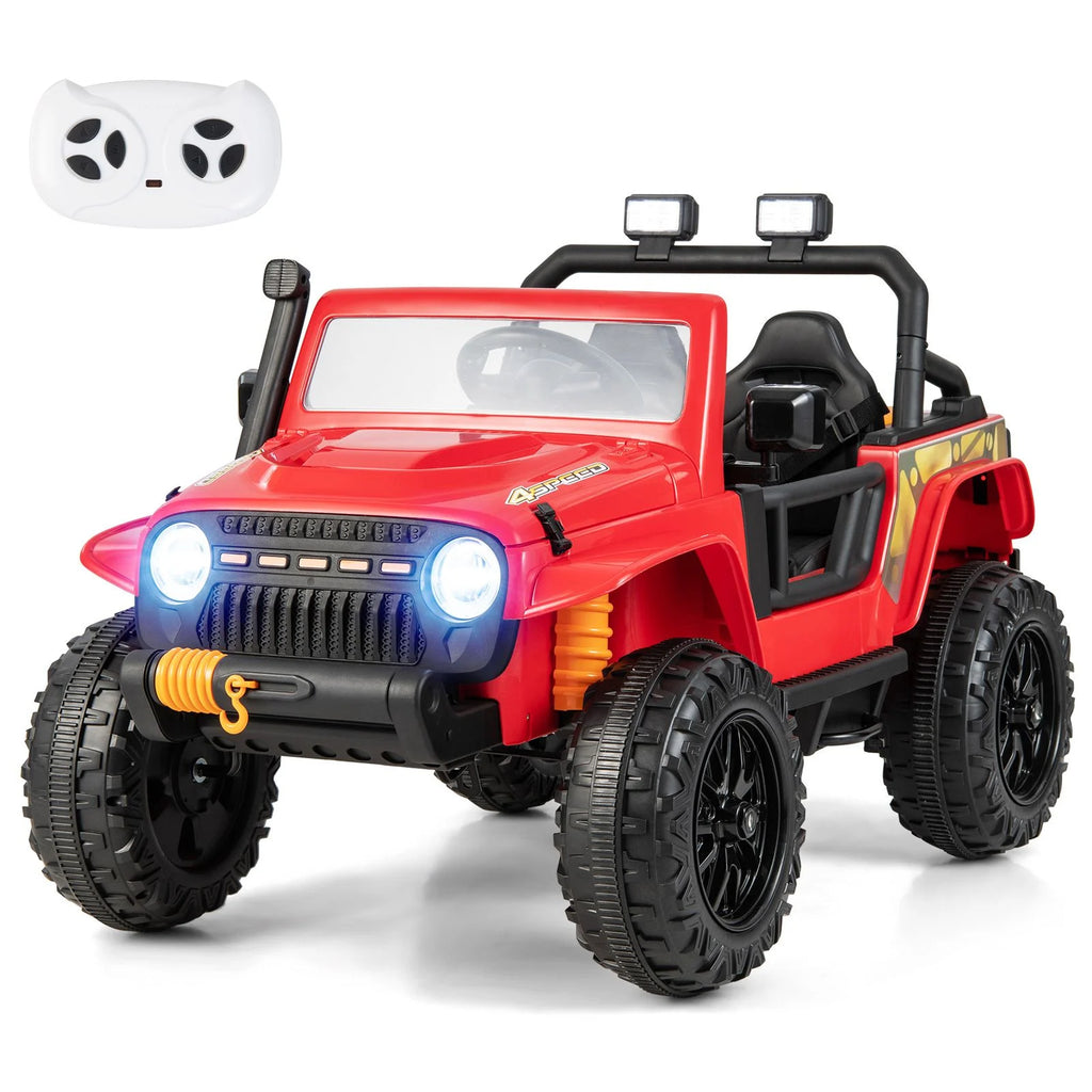 SEDOL 12V Parent-Child Ride-On Truck with 100kg High-Capacity Load High-Torque Dual Motors Parental Remote Control and Integrated Adult Seat with Folding Foot Pedals