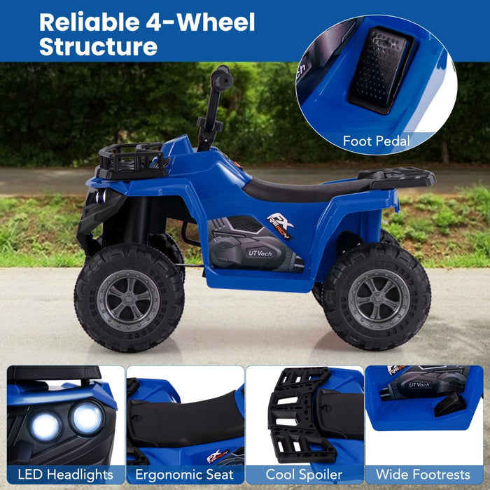 6V Kids Quad Ride-On – One-Button Start ATV with Tread Tires & MP3 Player