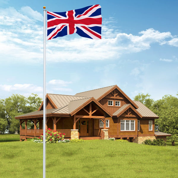 25FT Telescopic Aluminium Flagpole – Outdoor Retractable Splicing Pole with Rotating Rings & Ground Mount