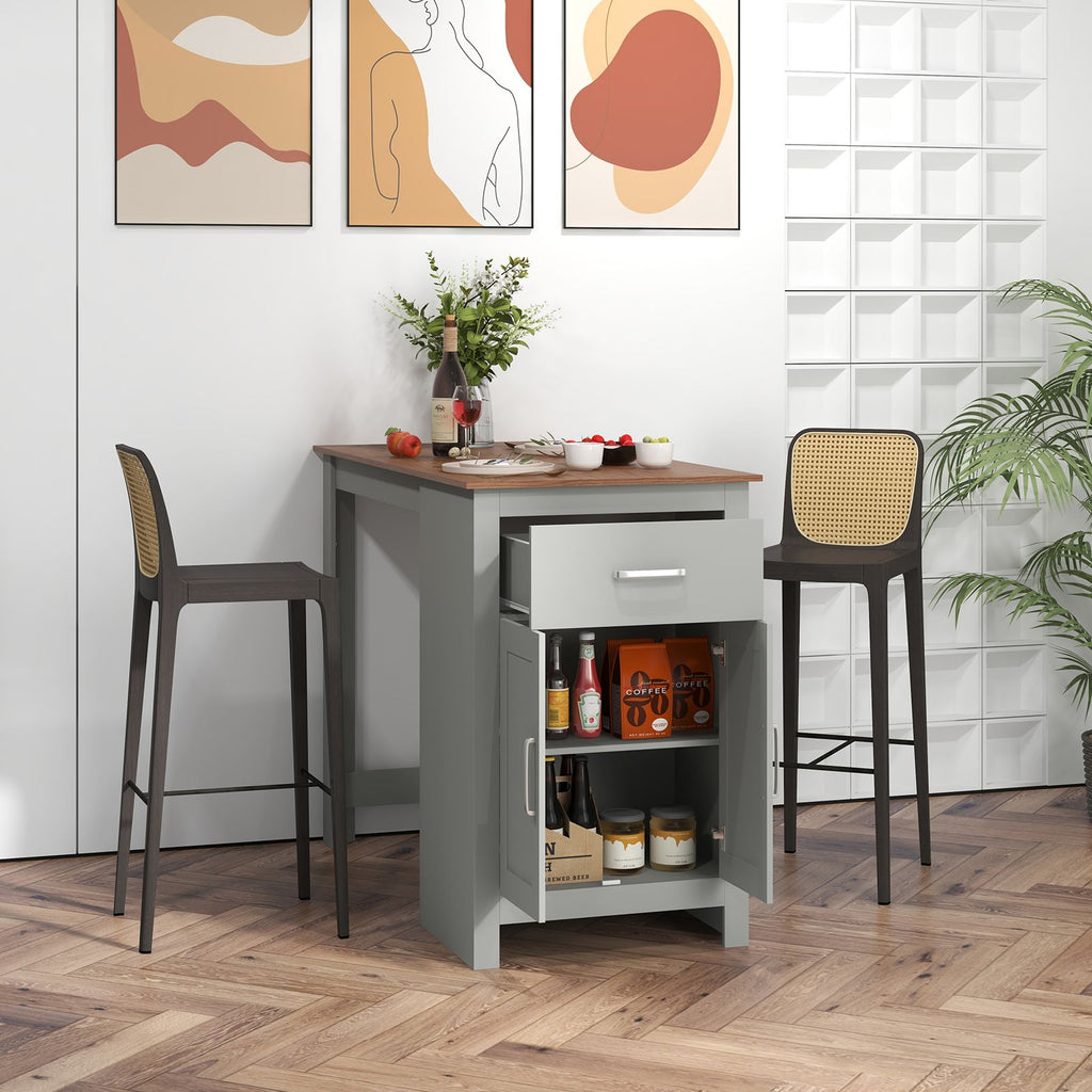 Counter Height Table with Storage Rectangular Pub Dining Table