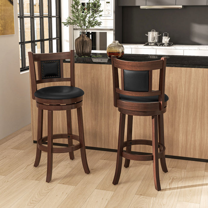65/74 Cm Swivel Bar Stool Set of 2 with Curved Backrest