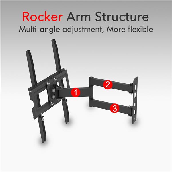 TV Stand for 32–65 Inch Screens – Single Arm Swivel Mount with Small Base, Tilt & Height Adjustable Bracket