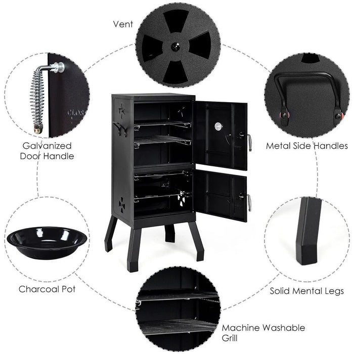 2-Layer Vertical Charcoal Smoker Oven