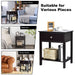 2 Pieces Wooden Nightstand with Drawer and Storage Shelf