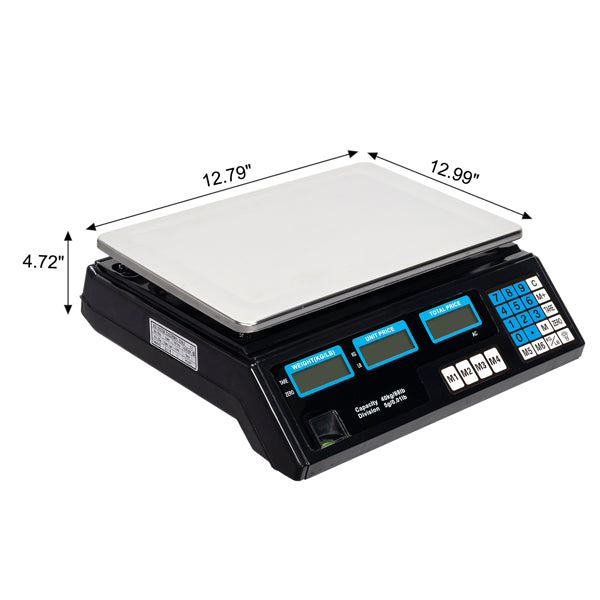 30–40kg  Digital Price Computing Scale – Vegetable & Retail Weighing Scale with Backlit LCD Display, 5g Precision & UK Plug – Silver & Black