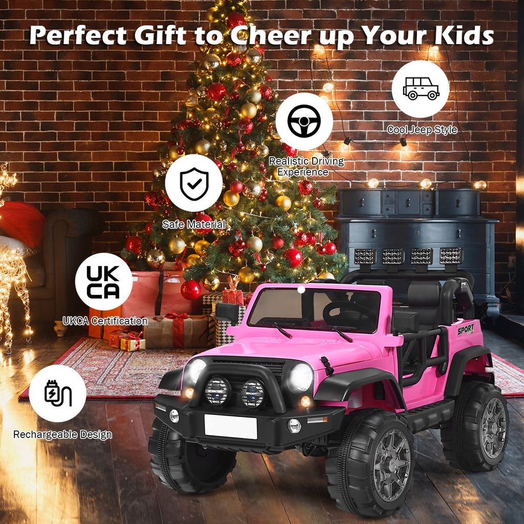 SEDOL 2-Seater 12V Electric Kids Ride-On Truck with Dual Storage Compartments Parental Remote Control High-Capacity 7Ah Battery and All-Terrain Spring Suspension – 50kg Limit