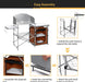 Camping Kitchen Table with Storage & Windscreen – Folding BBQ & Prep Station