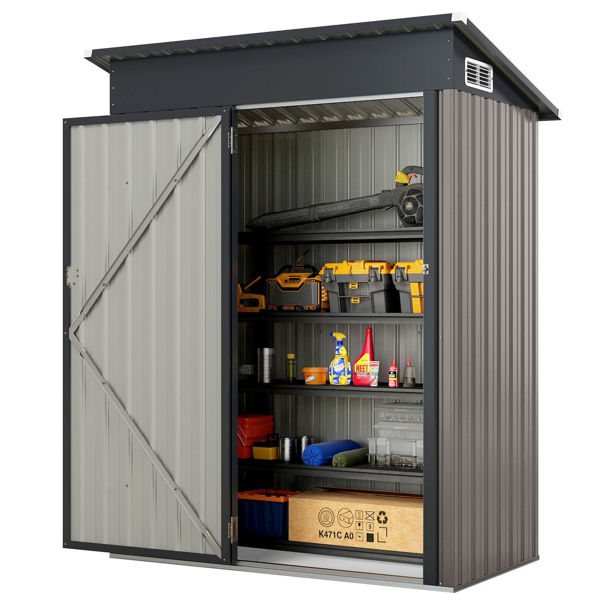 All-Weather Outdoor Storage Shed – Waterproof Garden Utility Cabinet with Sloping Roof