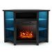 Corner TV Stand with Fireplace Insert and LED Lights