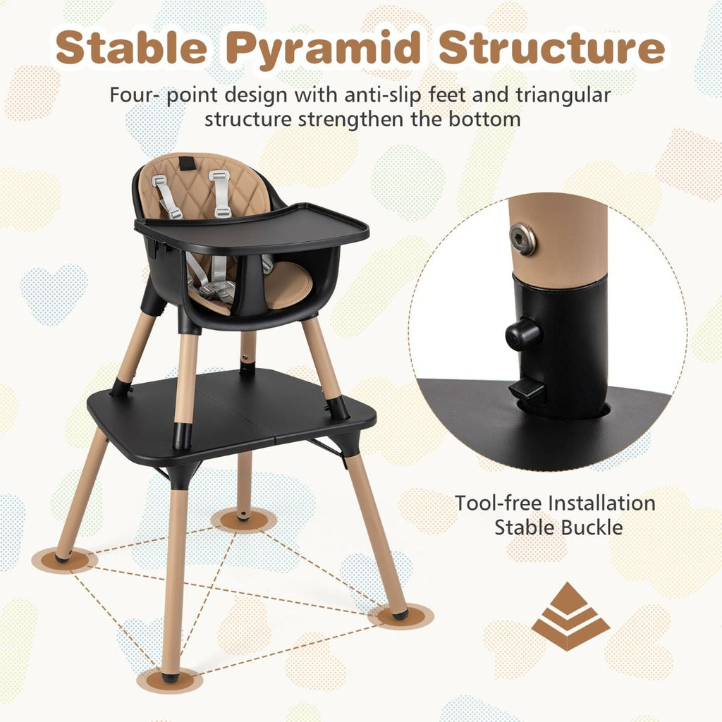 SEDOL 5-in-1 Convertible Baby High Chair & Independent Play Table Set with 5-Point Safety Harness 2-Position Removable Tray and Waterproof Easy-Clean Cushion