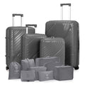 4-Piece Luggage Set with Handbags & Toiletry Kit – Durable Hard Shell Suitcases 18"/20"/24"/28" with Spinner Wheels, Travel Tote & Wash Bag – Dark Grey