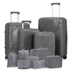 4-Piece Luggage Set with Handbags & Toiletry Kit – Durable Hard Shell Suitcases 18"/20"/24"/28" with Spinner Wheels, Travel Tote & Wash Bag – Dark Grey