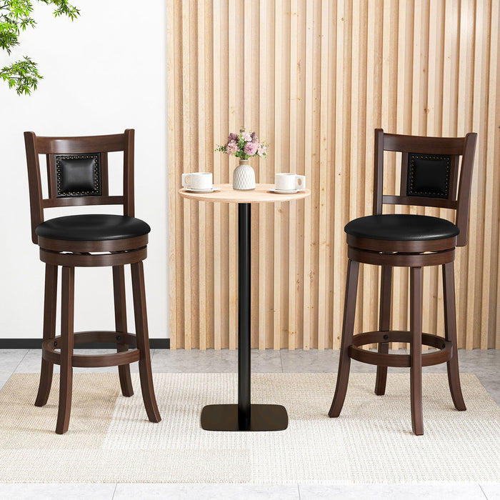 65/74 Cm Swivel Bar Stool Set of 2 with Curved Backrest