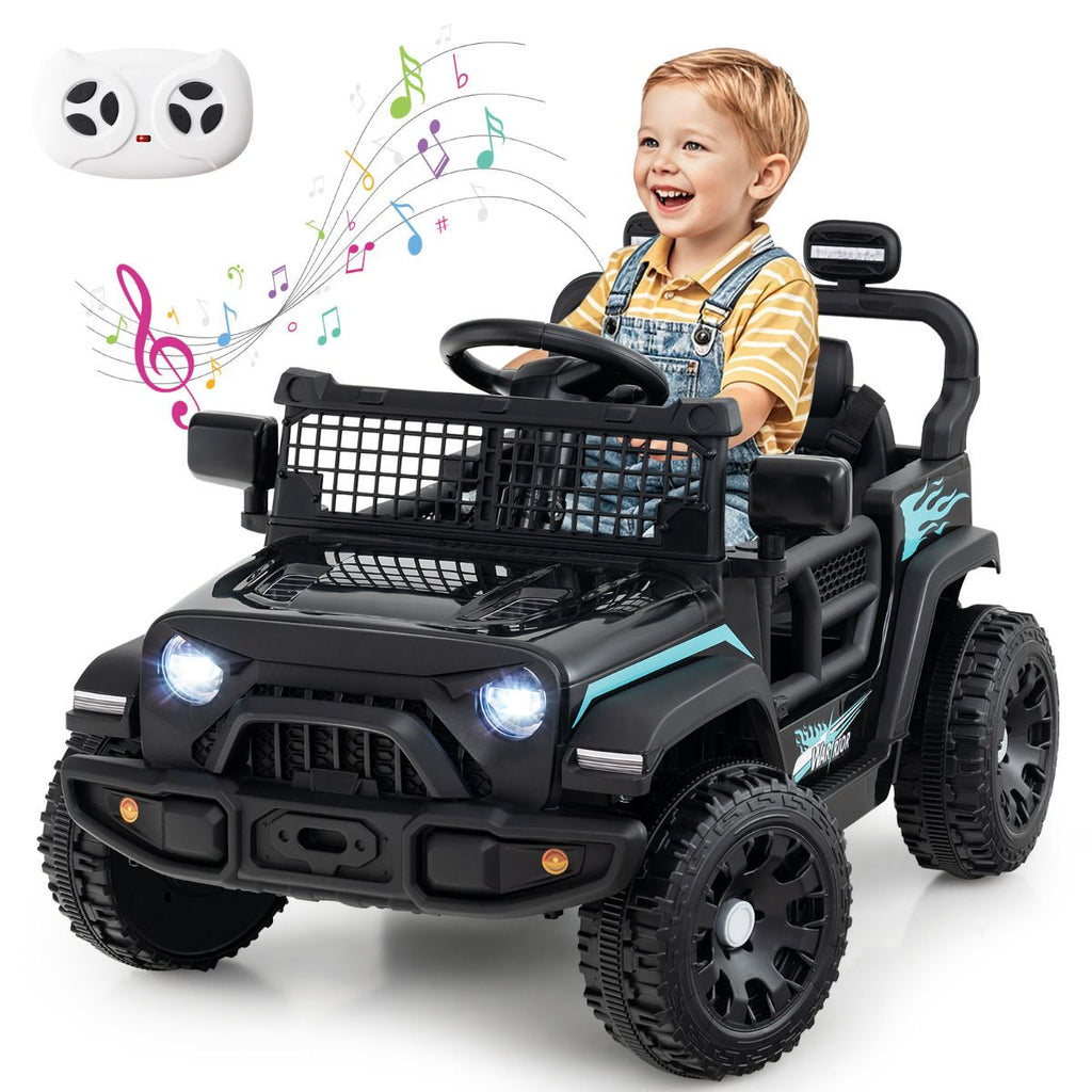 SEDOL 12V Electric Ride-On Truck for Kids with Parental Remote Control Dual 25W Motors All-Terrain Shock Absorbers LED Headlights and Soft-Start Safety System