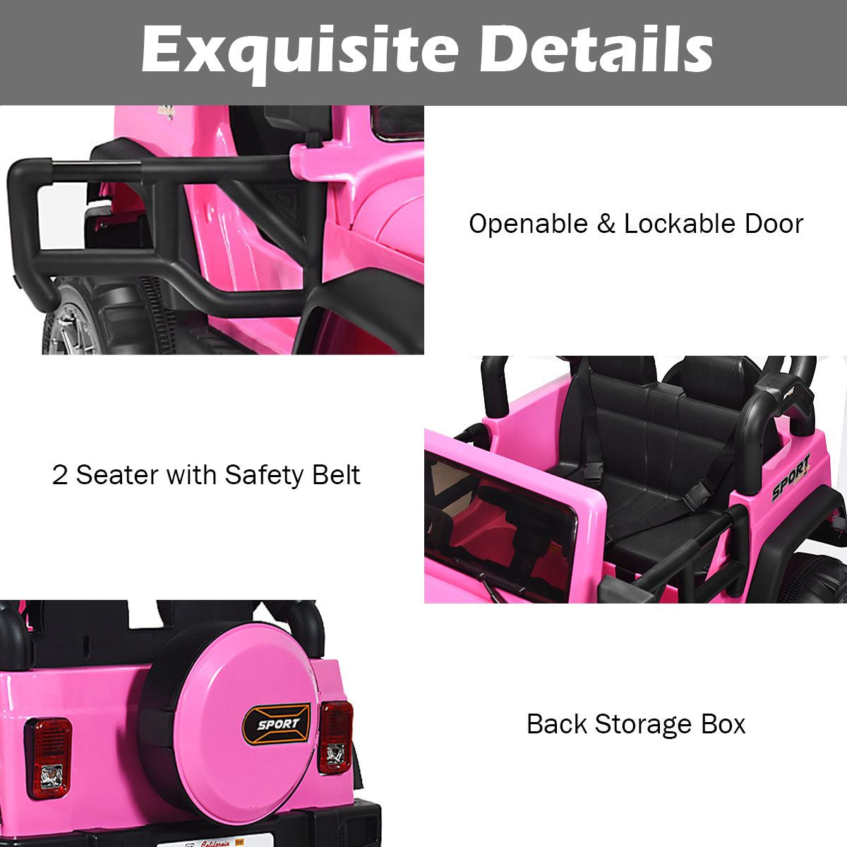 SEDOL 2-Seater 12V Electric Kids Ride-On Truck with Dual Storage Compartments Parental Remote Control High-Capacity 7Ah Battery and All-Terrain Spring Suspension – 50kg Limit