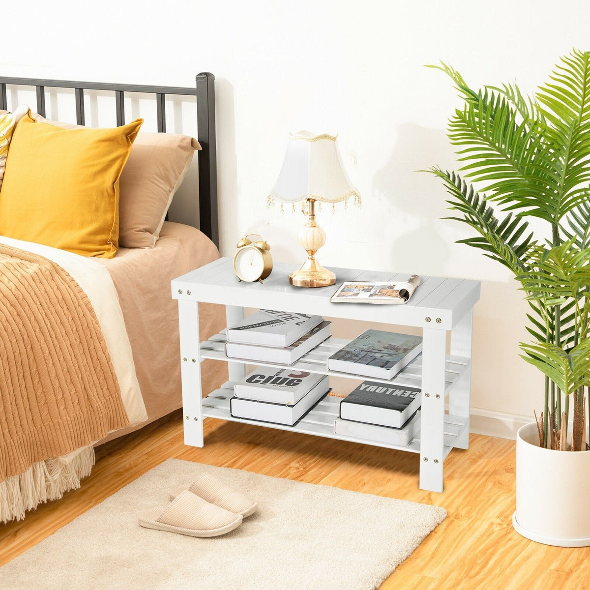 3-Tier Bamboo Shoe Bench for Entryway