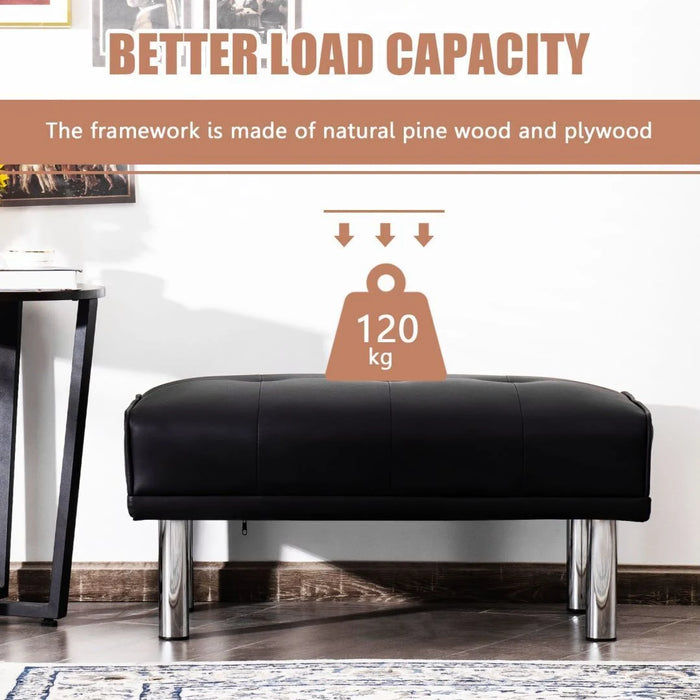 Leather Tufted Upholstered Ottoman Bench for Living Room Entryway