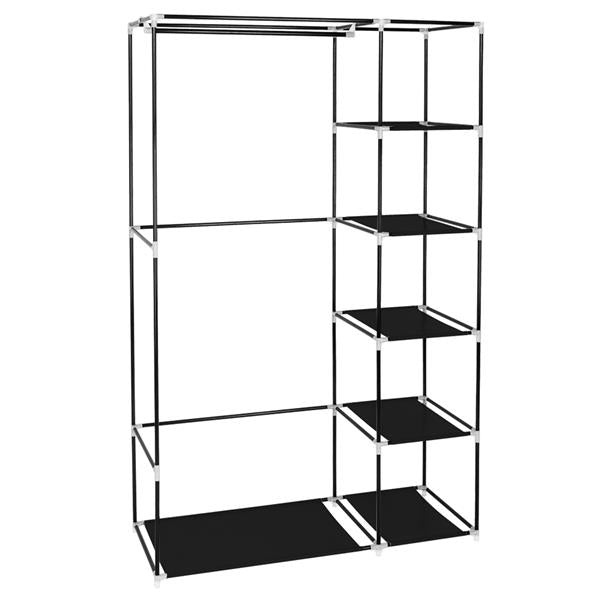 67" Portable Clothes Wardrobe – Fabric Closet with Hanging Rod (Black)