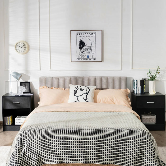 2-Tier Nightstand with Drawer and Open Component