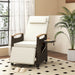 Patio Rattan Recliner Chair with Adjustable Backrest, Footrest & Flip Side Table