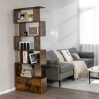 Industrial S-Shaped 5-Tier Bookcase with Cabinet