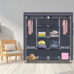 67" Portable Clothes Wardrobe – 12-Shelf Fabric Closet Organiser (Grey)