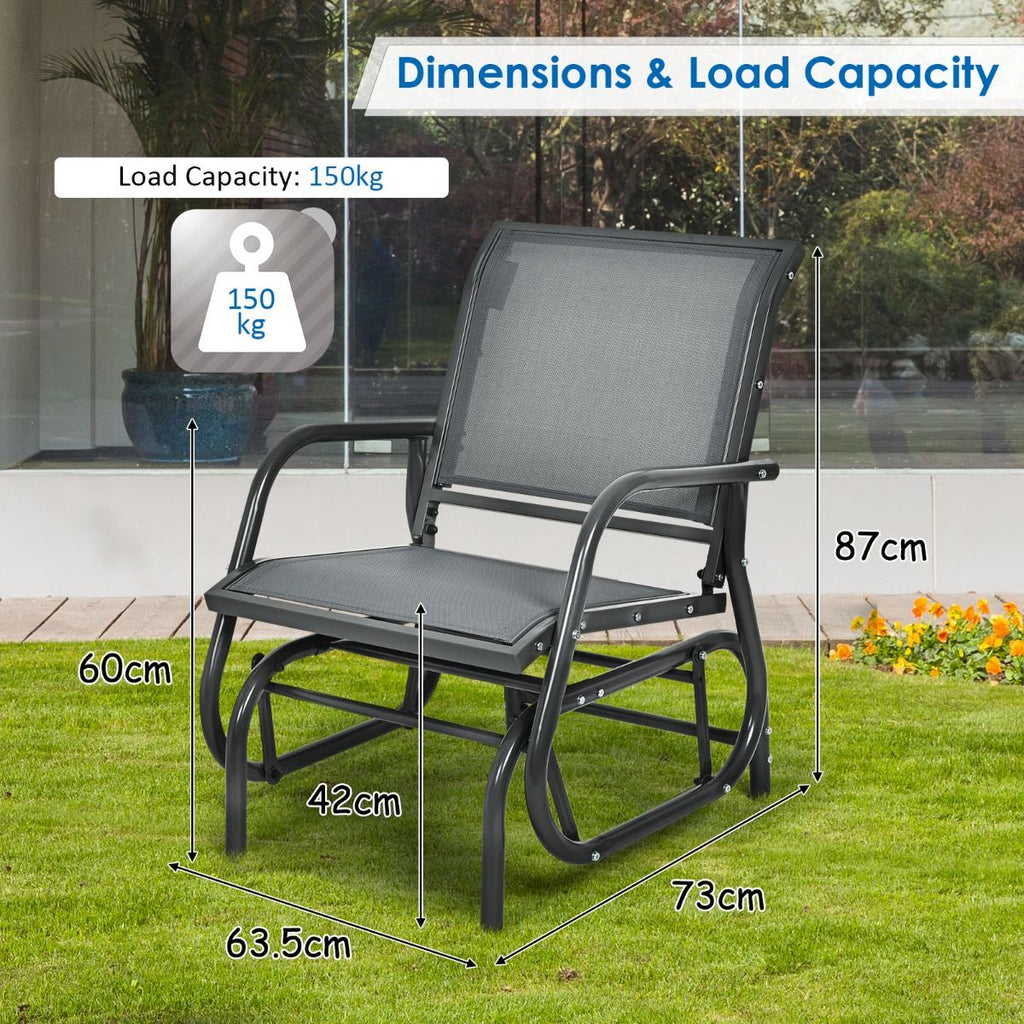 Glider Rocking Chair – Outdoor Swing Seat with Steel Frame & Breathable Fabric
