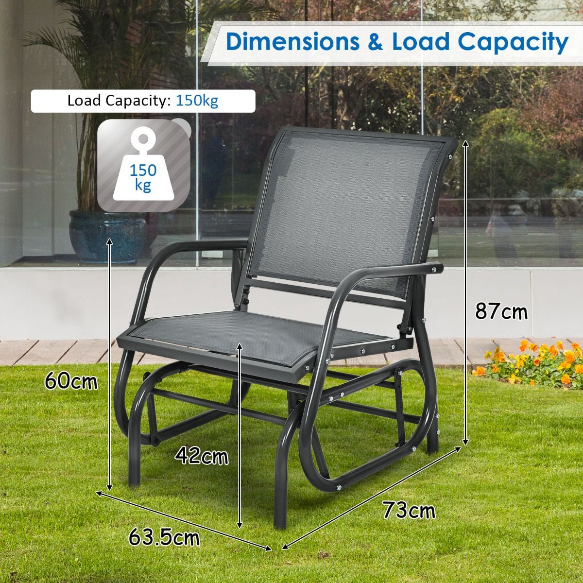 Glider Rocking Chair – Outdoor Swing Seat with Steel Frame & Breathable Fabric