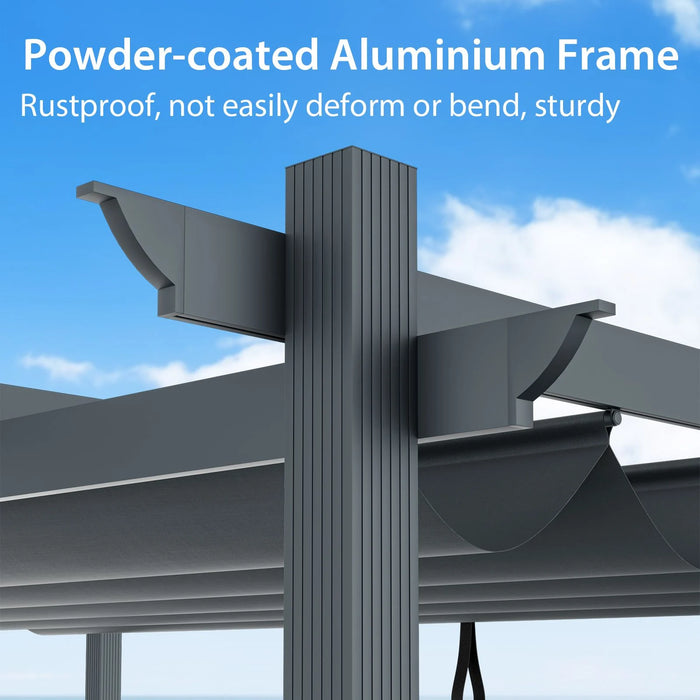 3x4m Outdoor Retractable Pergola with Adjustable Sun Shade Canopy